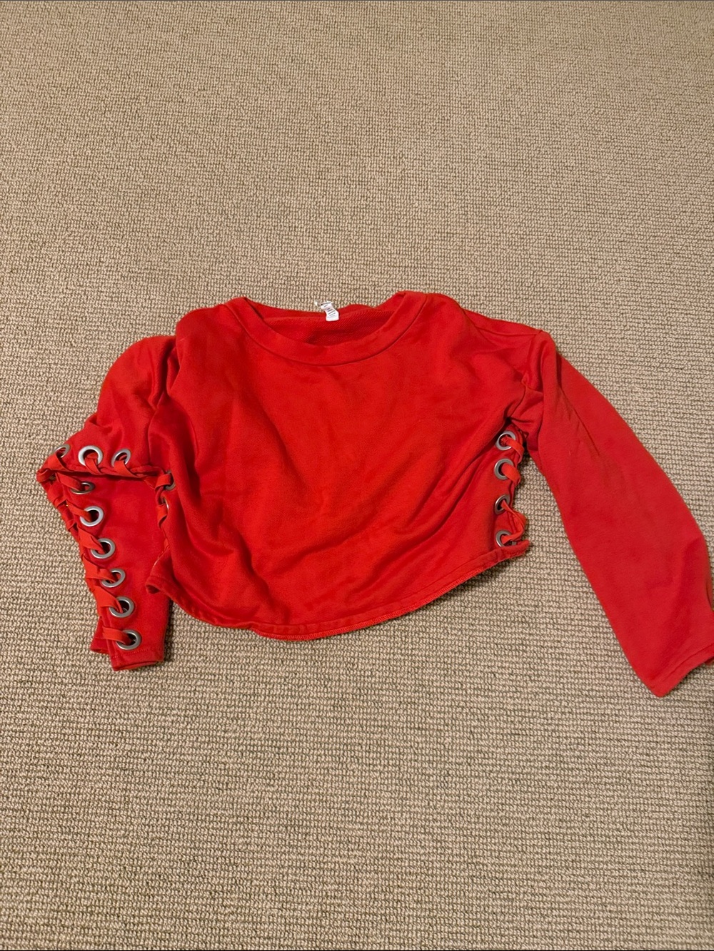 ALO Yoga Red Lace-Up Long Sleeve Crop Top